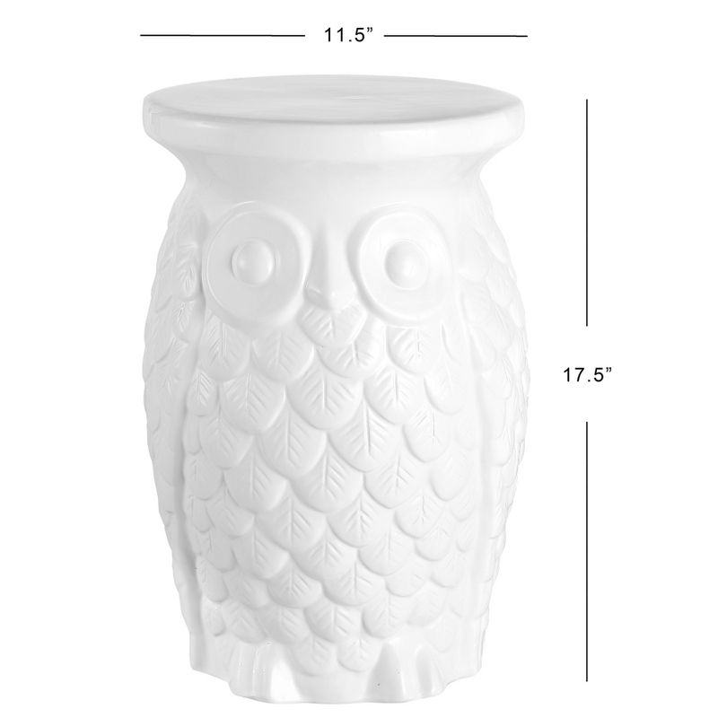 JONATHAN Y Groovy Owl 17.5" Ceramic Garden Stool, White, 3 of 7