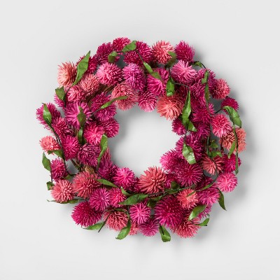 11" Dried Thistle Wreath Pink - Smith & Hawken™