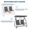 2 Person Porch Swing Chair, Heavy Duty Outdoor Patio Swing Glider with Adjustable Canopy & Removable Cushions, Independent Swing Chairs - 4 of 4