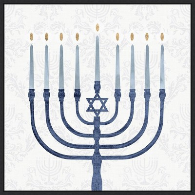 22" x 22" Sophisticated Hanukkah II Framed Wall Canvas - Amanti Art