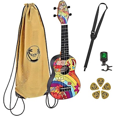 Ortega Guitars Keiki K2 Series Soprano Ukulele Pack - Includes: Tuner, Picks, Strap & Tote Bag
