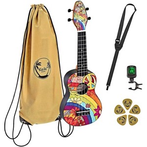 Ortega Guitars Keiki K2 Series Soprano Ukulele Pack - Includes: Tuner, Picks, Strap & Tote Bag - 1 of 4