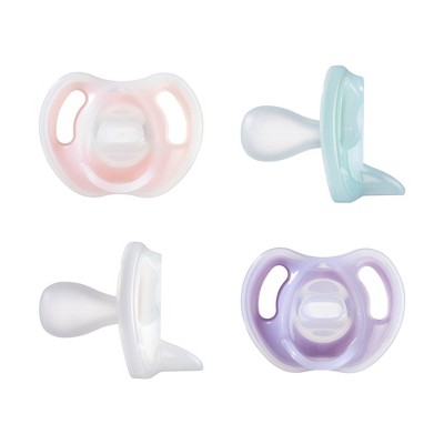 Image of Tommee Tippee Ultra-Light Silicone Baby Pacifier 0-6m - Pink/Green - 4pk