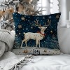 Lomsoe 1pc Christmas Cushion Cover - Elegant White Reindeer with Golden Bells, Navy Blue Snowflake & Pine Tree Winter Wonderland for Sofa, Bed, Chair - 4 of 4