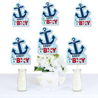 Big Dot of Happiness Ahoy It's a Boy - Anchor Decorations DIY Nautical Baby Shower Essentials - Set of 20