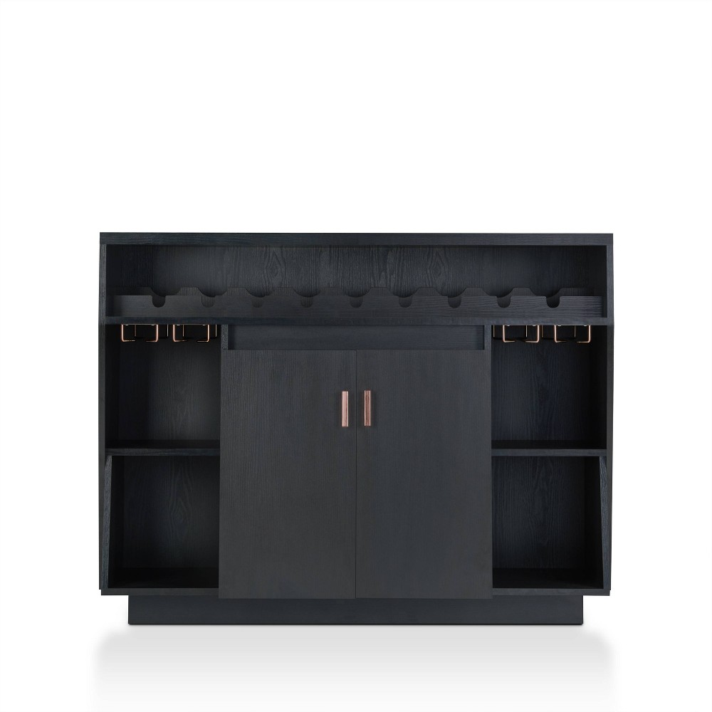 Photos - Display Cabinet / Bookcase Veritte Contemporary 9 Bottle Buffet Black - miBasics