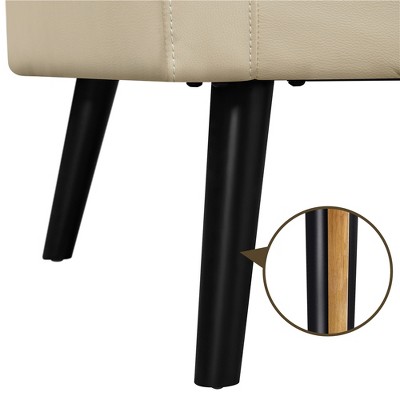 Beige Faux Leather Mid-Century Modern Accent Chair