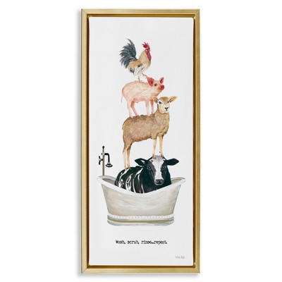 Stupell Industries Wash Scrub Rinse Animals, 15" x 31"