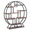 Resenkos Bookshelf, Bookcase Standing Shelf Unts,Round Bookshelf, 63 Inch Etagere Bookcase with Staggered Shelves,Brown - 2 of 4