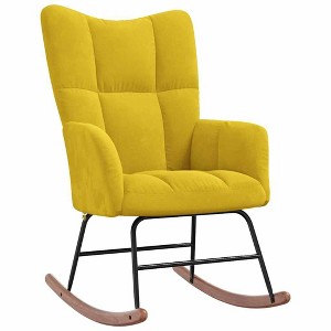 vidaXL Rocking Chair Mustard Yellow Velvet - 1 of 2