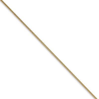 Black Bow Jewelry 0.8mm 14k Yellow Gold Solid Round Snake Chain Necklace