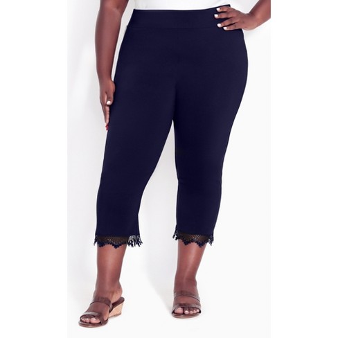 Women's Plus Size Super Stretch Lace Capri - Navy