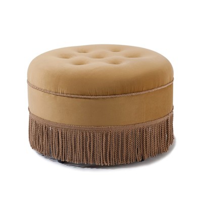 Yolanda Tufted Decorative Round Ottoman Gold Velvet - Jennifer Taylor Home