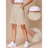 INSPIRE CHIC Women's Summer Elastic High Waist Linen Wide Leg Pocket Casual Bermuda Shorts - 2 of 4