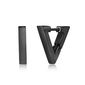 Metallo Stainless Steel 13mm Polished Triangle Earrings - Black Plated - Black - 1 of 2
