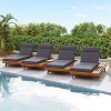 NicBex Acacia Wood Patio Chaise Lounge Set with 4" Thick Water-Resistant Cushions, Space Saving Design for Beach, Pool, Garden, Cream,Teak - 2 of 4