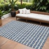 Navy Blue And Ivory Geometric Washable Indoor Outdoor Area Rug - 2 of 4