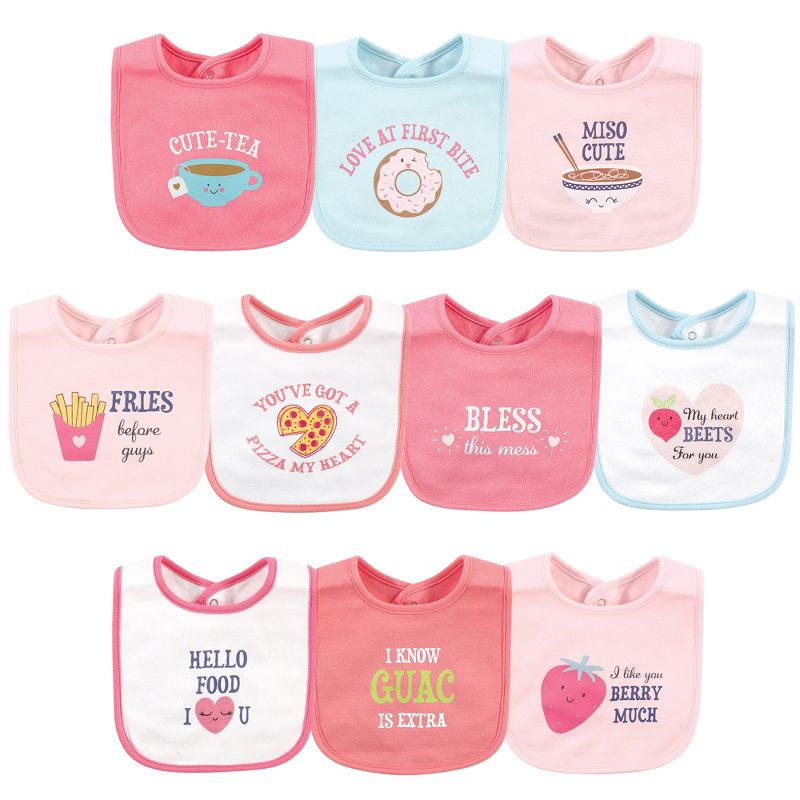 Hudson Baby Infant Girl Cotton Bibs, Food Puns Girl, One Size, 1 of 13