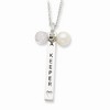 Black Bow Jewelry Sterling Silver, FWC Pearl & CZ I Am A Keeper Bar Necklace, 18 Inch - 2 of 4