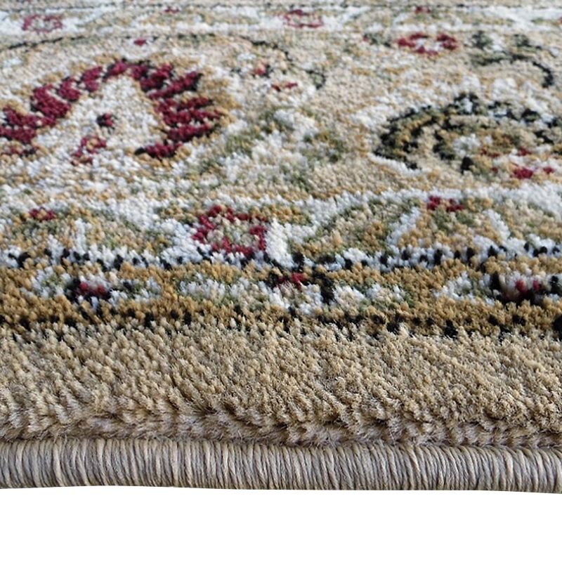 Merrick Lane Traditional Maidon 4' x 4' Persian Style Floral Medallion Motif Octagon Olefin Area Rug with Jute Backing in Ivory, 6 of 8