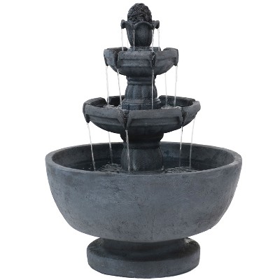 Sunnydaze 34"H Electric Polyresin 3-Tier Budding Fruition Outdoor Water Fountain