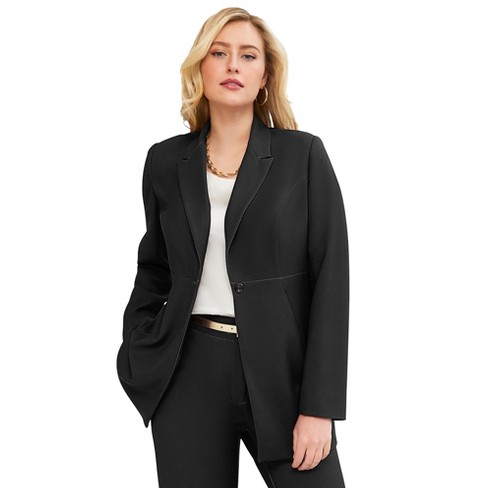 Jessica London Women’s Plus Size Bi-stretch Blazer, 18 W - Black : Target