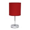 11.81" Traditional Petite Metal Stick Bedside Table Desk Lamp in Chrome with Fabric Shade - Creekwood Home - 3 of 4