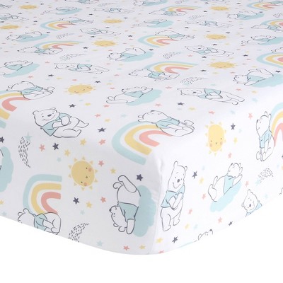 Image of Lambs & Ivy Disney Baby Cozy Friends Winnie The Pooh Fitted Crib Sheet - White