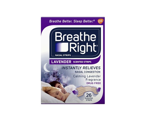 Breathe Right Lavender Scented Drug-Free Nasal Strips for Congestion  - 26ct