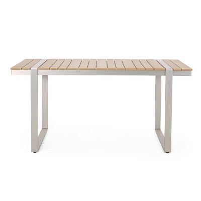 Cibola Outdoor Aluminum Rectangle Dining Table - Natural/Silver - Christopher Knight Home: UV & Water-Resistant, Seats 4