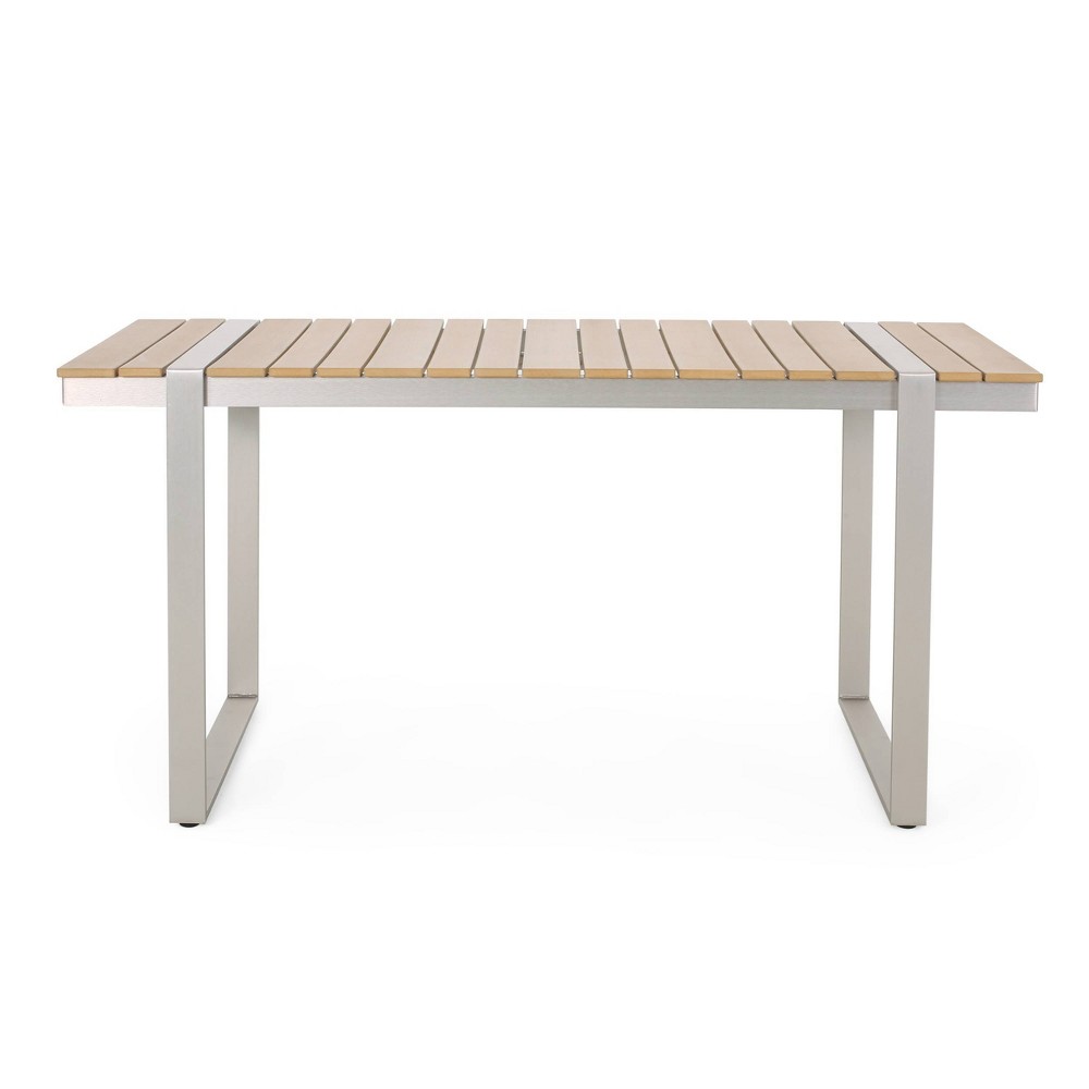 Photos - Garden Furniture Cibola Outdoor Aluminum Rectangle Dining Table - Natural/Silver - Christop