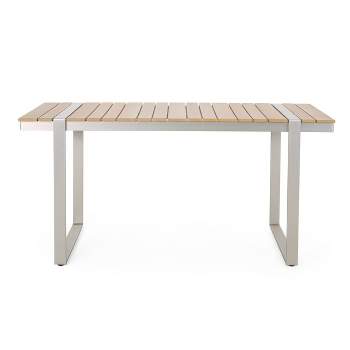 Cibola Outdoor Aluminum Rectangle Dining Table - Natural/Silver - Christopher Knight Home