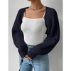 Coolmee Women's Open Front Ribbed Knit Crop Bolero Drop Shoulder Long Sleeve Loose Fit Knitted Crop Cardigan Shrug Dark Blue L - 2 of 4