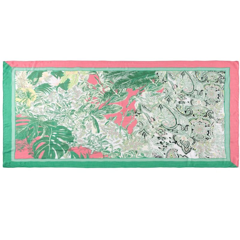 Shiraleah Pink and Green Tropical Print Pareo, 3 of 5