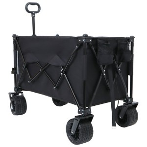 VisioGear Foldable Garden Cart with Heavy-Duty Wheels & 480lbs Load Capacity, Portable Utility Wagon for Camping, Sports, Black, 37.4"*23.03"*38.98" - 1 of 4