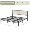Bed Frame, Faux Leather Platform Bed Frame with Upholstered Square Stitched Headboard, Metal Bed Frame with Steel Slats Support, Box Spring Optional - 2 of 4