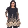 Women's Plus Size 3/4 Sleeve Printed Dulce Tunic Top - White Mark - 2 of 3
