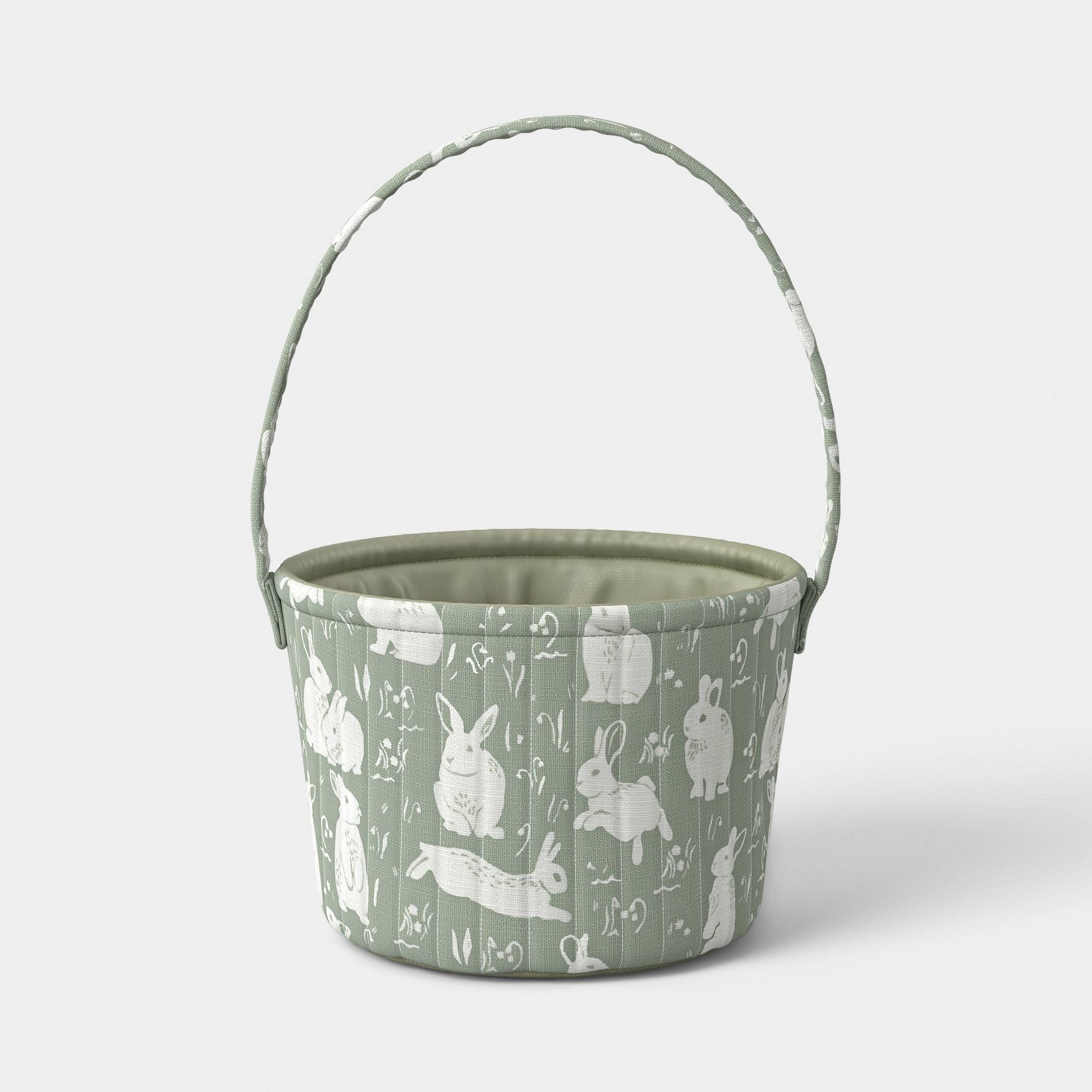 Linen Quilted Basket Green Bunny Printing - Threshold™