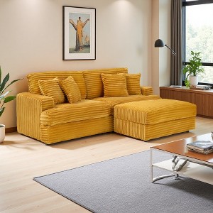82" L-Shaped Sectional Sofa with Movable Footstool & Storage, 4 Toss Pillows - 1 of 4