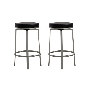 Pratt Performance Vegan Leather Swivel Counter Stool - Set of 2 Black  16.3"W x 16.3"D x 26"H - 1 of 4