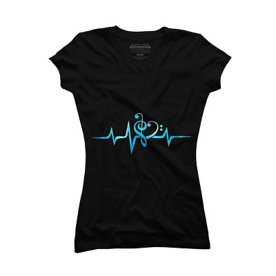 Junior's Design By Humans Music Clef Heart Beat Treble Base By BaoMinh T-Shirt