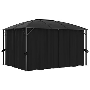 vidaXL Classic Styled Gazebo with UV-Resistant Polycarbonate Roof and Adjustable Polyester Curtains - 157.5"x118.1"x104.3" Anthracite - 1 of 4
