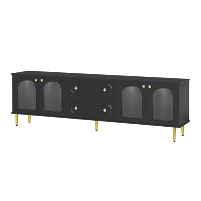 Dexmalle Black 78.7'' Modern TV Stand with Five Metal Legs and Metal Handles