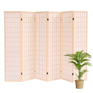 Room Divider Panel Wooden Room Divider Wall,5.6FT Tall Room Divider with Shelves,Folding Privacy Screens 67 In for Room Separation Home Office Bedroom - 1 of 4
