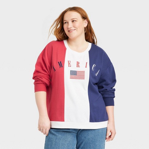 Women's Americana Color Block Graphic Sweatshirt - 3x : Target