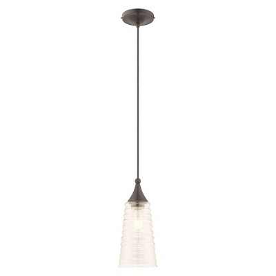Livex Lighting Art Glass 1 - Light Pendant in  English Bronze