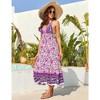 YesFashion Women's Dress Boho Deep V Neck Sleeveless Backless Adjustable Tie dress Floral Print Midi Dress Flowy Beach Dress - 3 of 4