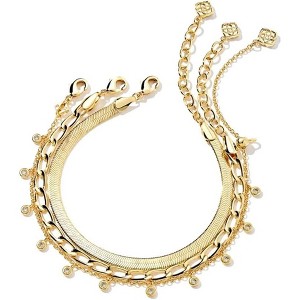 Set of 3 Layered Chain Bracelets, Gold Tone Mixed Link Fashion Jewelry for Women - 1 of 4