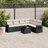 vidaXL 7 Piece Patio Sofa Set with Cushions - Black and Cream With Table - 2 of 4