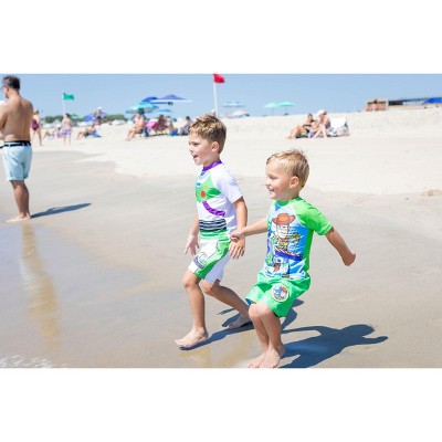 Disney Toy Story Little Boys' Cosplay 2-Piece Short Sleeve Raglan Swim Shirt and Board Shorts Outfit Buzz Lightyear White 5-6 — фото 5